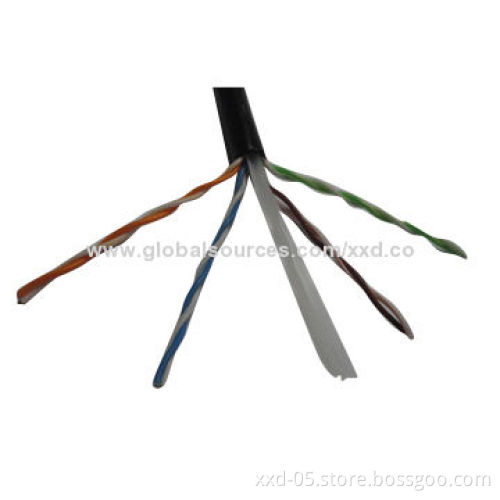 UV Protection and Waterproof Cat6 Pure Copper Black Outdoor Cable with PE Jacket, 23AWG